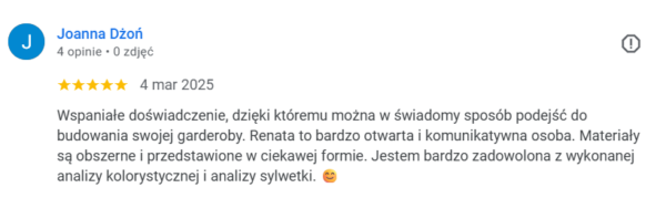 Opinia klientki na temat analizy kolorystycznej online w pakiecie z analizą typu sylwetki
